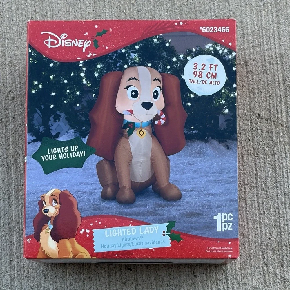 3.2 Foot Lady and the Tramp Disney Holiday Airblown Lighted Yard Inflatable